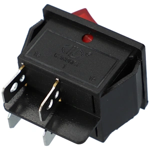 16A/250V 32x25 / 30x21,5 mm Billenőkapcsoló, piros, számos, nagy, szögletes