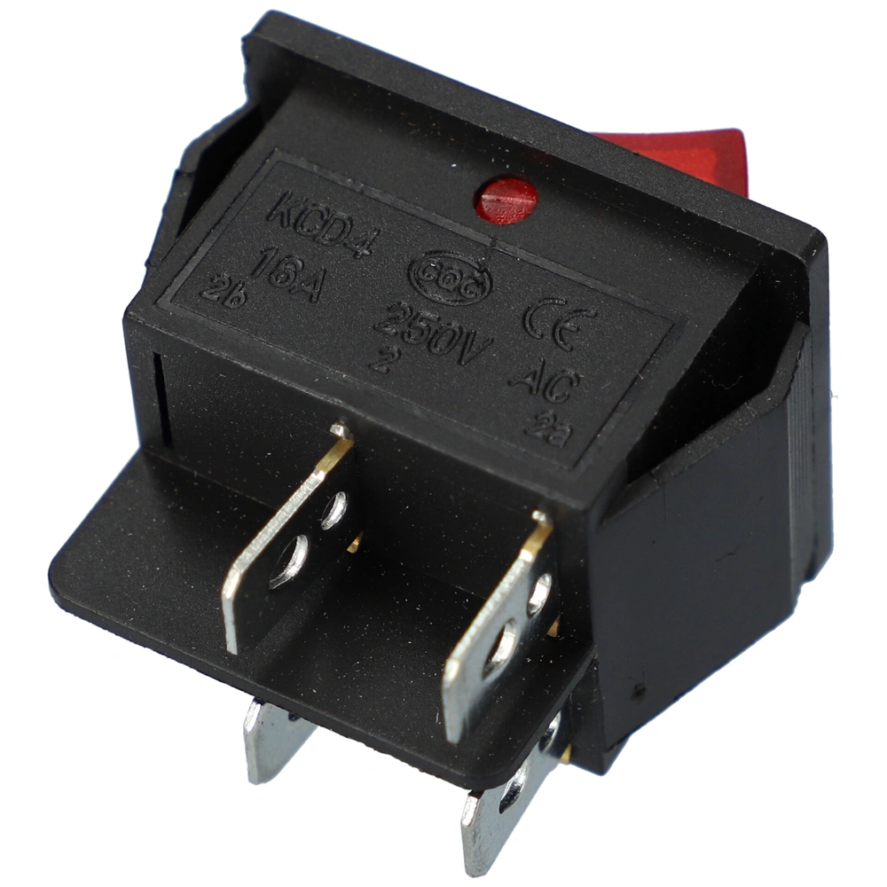 16A/250V 32x25 / 30x21,5 mm Billenőkapcsoló, piros, számos, nagy, szögletes