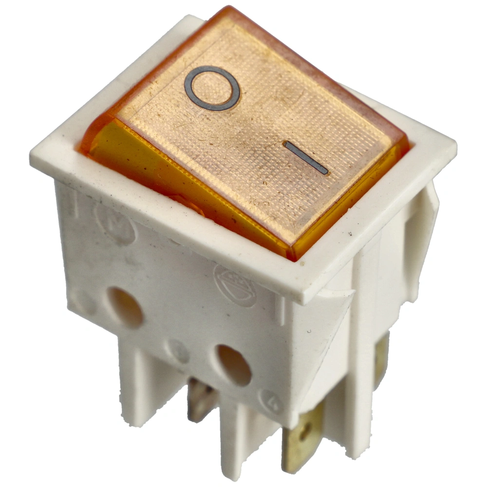 16A/250V 32x26 / 27x22 mm Billenőkapcsoló, sárga, számos, széles