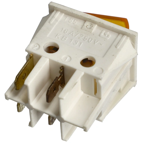 16A/250V 32x26 / 27x22 mm Billenőkapcsoló, sárga, számos, széles