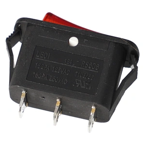 16A/250V, 33x15/24x13mm Billenőkapcsoló on/off, piros, (univerzális)