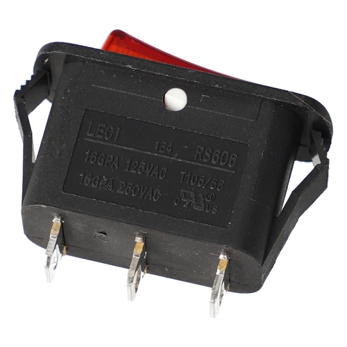 16A/250V, 33x15/24x13mm Billenőkapcsoló on/off, piros, (univerzális)