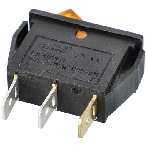 16A/250V AC, 30x13 / 29x11 mm Billenőkapcsoló, sárga, számos, keskeny, szögletes