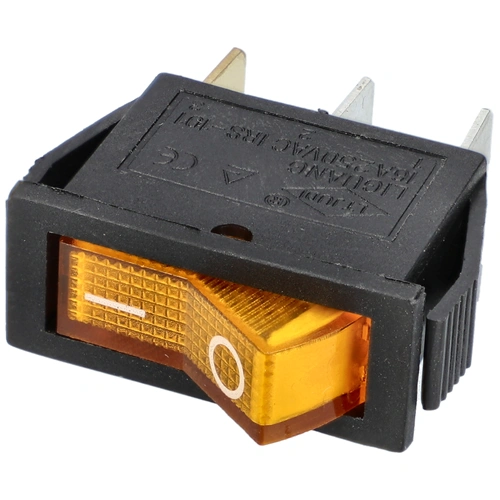 16A/250V AC, 30x13 / 29x11 mm Billenőkapcsoló, sárga, számos, keskeny, szögletes