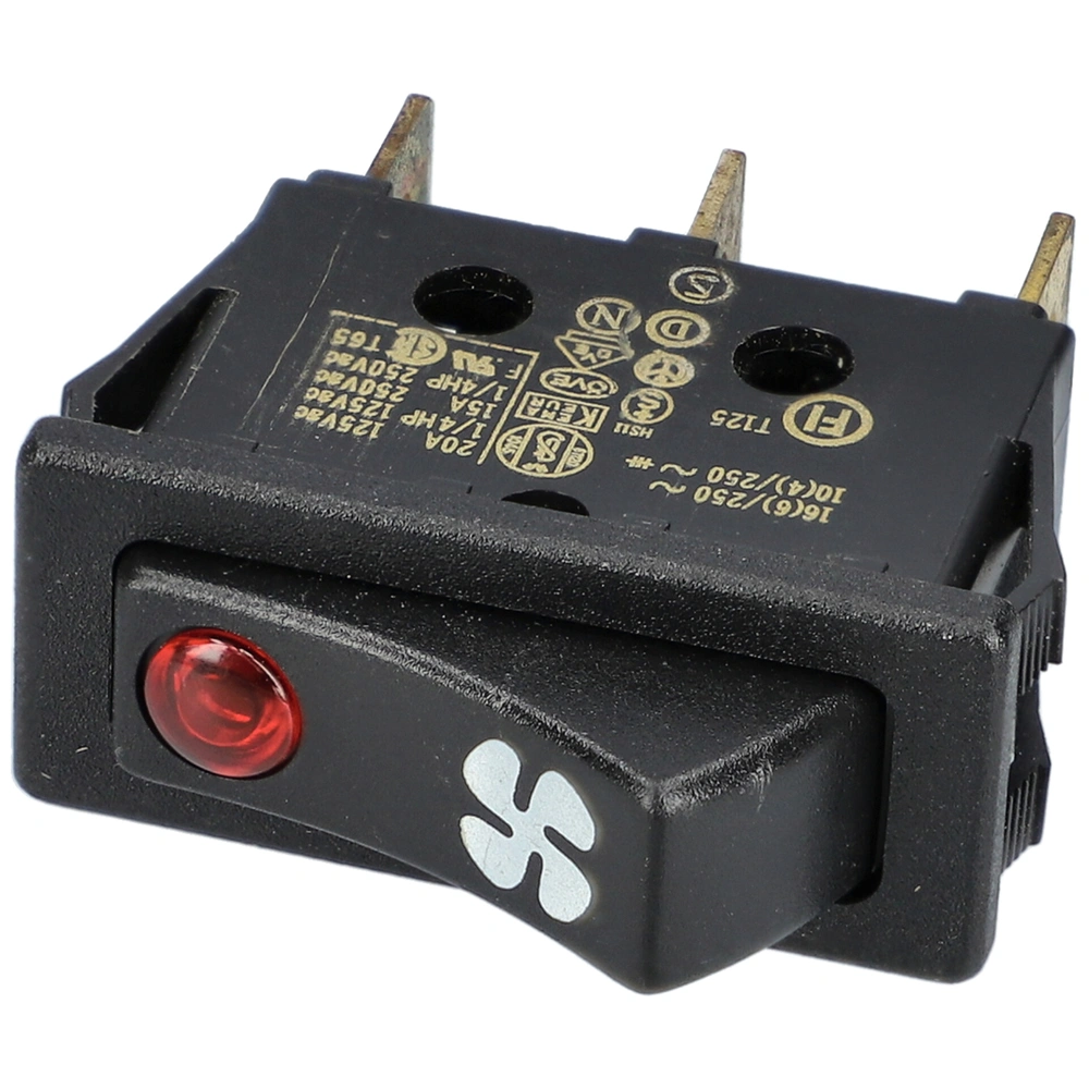 16A/250V AC Billenőkapcsoló, fekete, piros fénnyel DELONGHI HA20F hősugárzó /RENDELÉSRE