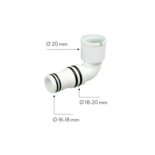 20mm - 18-16 mm, 90°-os könyök szűkítő idom cseppvízcsőhöz (VECAMCO) klíma 