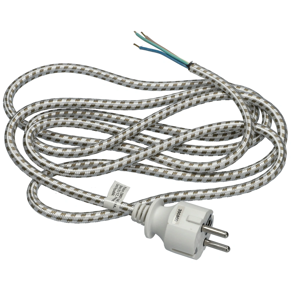 2,4m, 3x075mm Vasaló hálózati kábel, vasalózsinór  fonott (S00003)