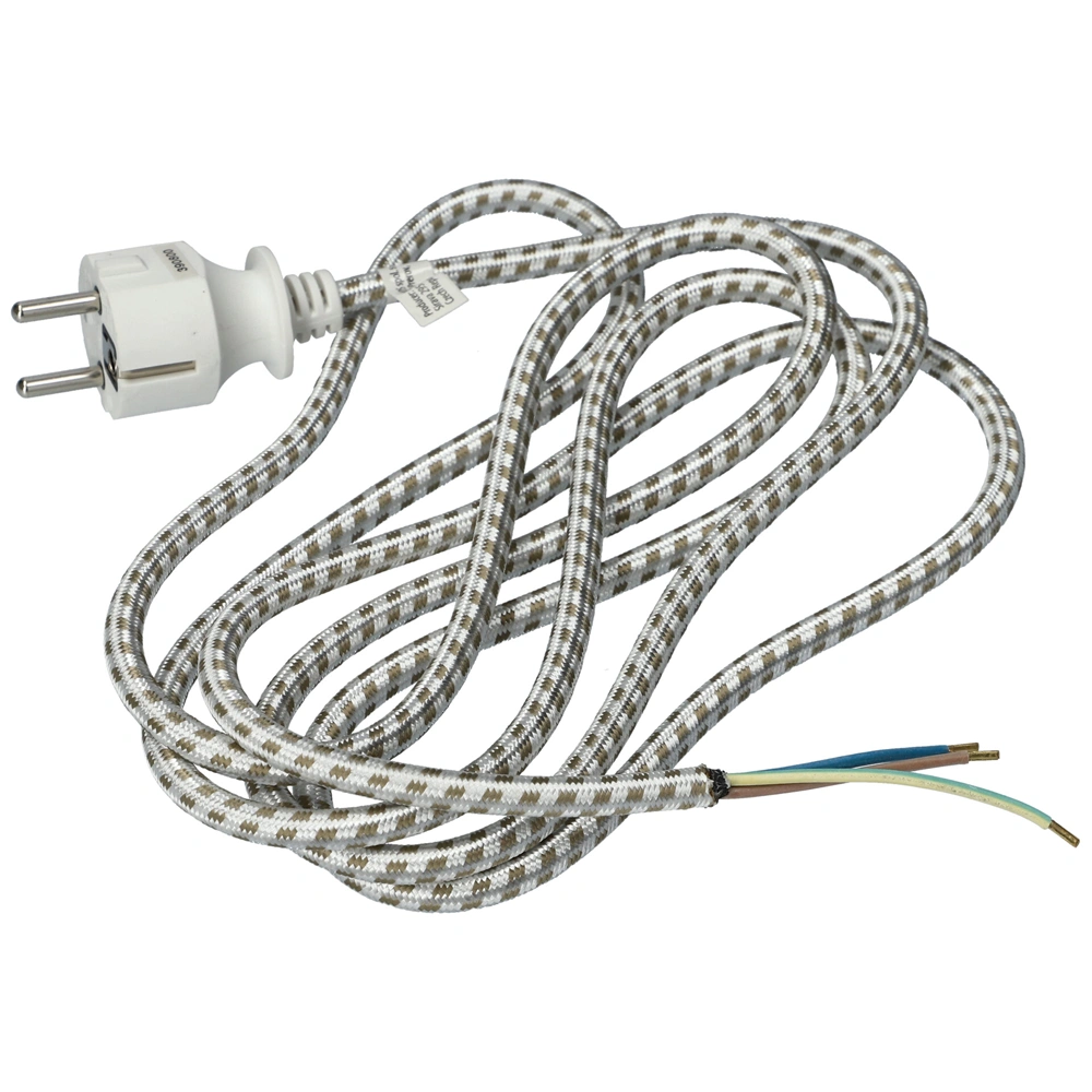 2,4m, 3x075mm Vasaló hálózati kábel, vasalózsinór  fonott (S00003)