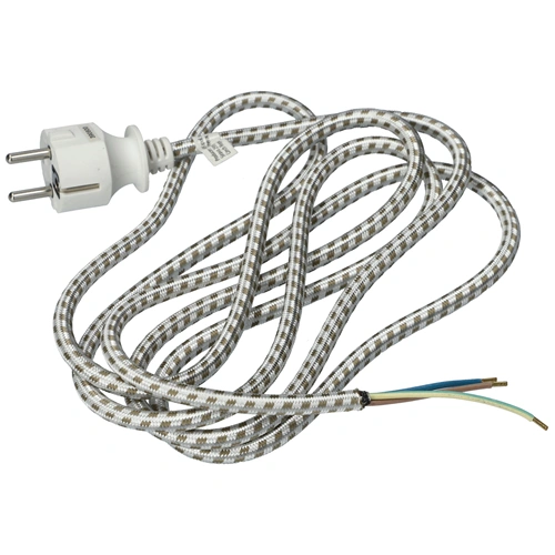 2,4m, 3x075mm Vasaló hálózati kábel, vasalózsinór  fonott (S00003)