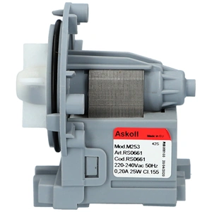 25W Szivattyú, ürítő, csavaros, elöl stekkeres (univerzális, ASKOLL M253 RS0661) mosógép
