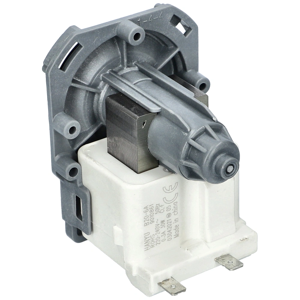 30W Szivattyú, ürítő, 3 körmös, hátul sarus (univerzális, HANYU B20-6A) mosógép