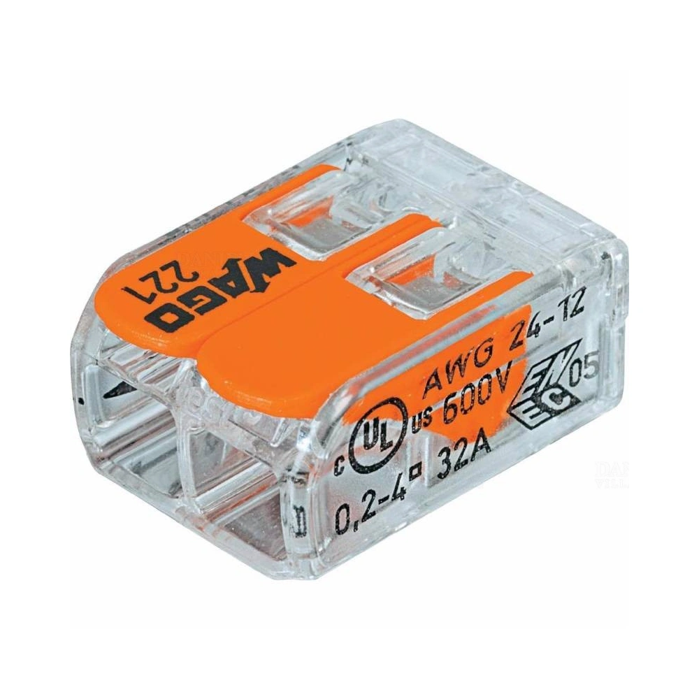 32A/4mm2 2 eres Wago vezeték összekötő, csatos