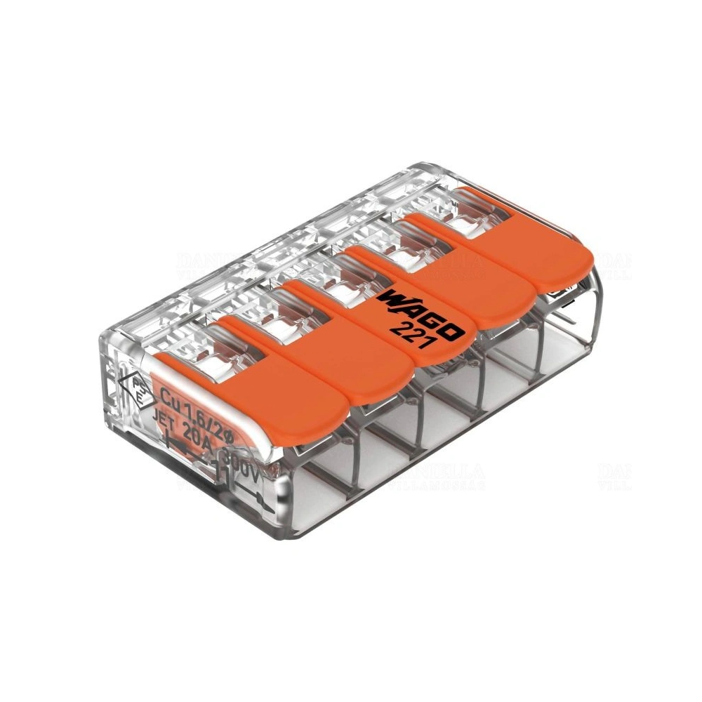 32A/4mm2 5 eres Wago vezeték összekötő, csatos