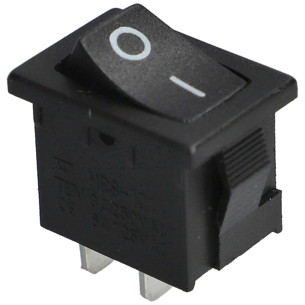3A/250V AC, 21x15 / 19x13 mm Billenőkapcsoló ON-OFF, fekete, számos, szögletes (univerzális)