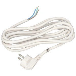 3x1,5 3m Hálózati kábel háromeres fehér, szerelt dugvillával