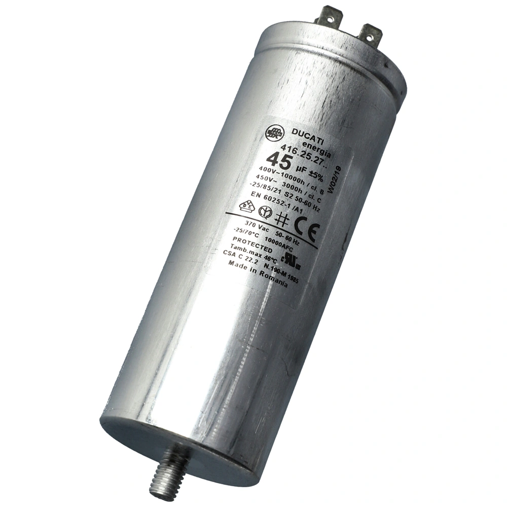 45 uF 450V Kondenzátor, sarus, fémházas (univerzális)  klíma