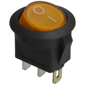6,5A/250V 23 / 20 x 17 mm Billenőkapcsoló, sárga, számos, kicsi, kerek