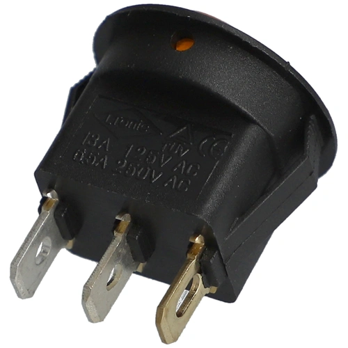 6,5A/250V 23 / 20 x 17 mm Billenőkapcsoló, sárga, számos, kicsi, kerek