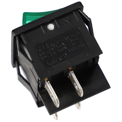 6A/250V, 24x21/22x19mm Billenőkapcsoló zöld, számos (univerzális)