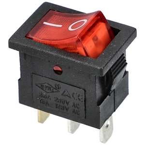6A/250V AC 21x15 / 19,5x13 mm Billenőkapcsoló, piros, számos, szögletes