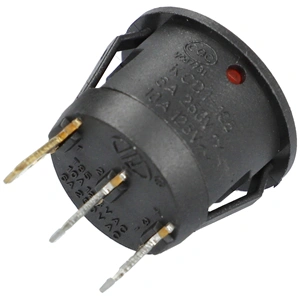 6A/250V AC, 23x21 mm Billenőkapcsoló, piros  számos, kicsi, kerek (univerzális)