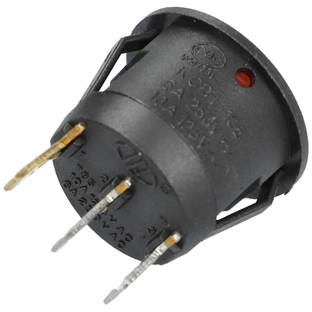 6A/250V AC, 23x21 mm Billenőkapcsoló, piros  számos, kicsi, kerek (univerzális)