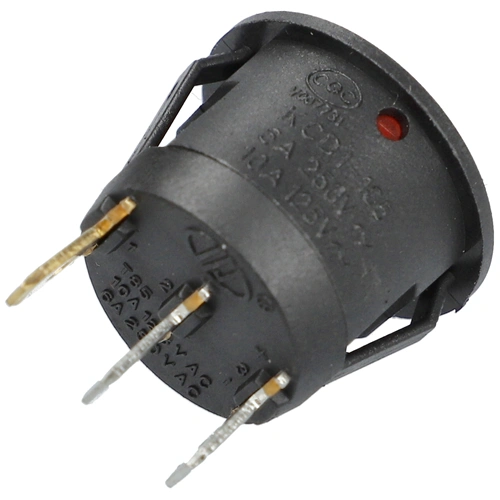 6A/250V AC, 23x21 mm Billenőkapcsoló, piros  számos, kicsi, kerek (univerzális)