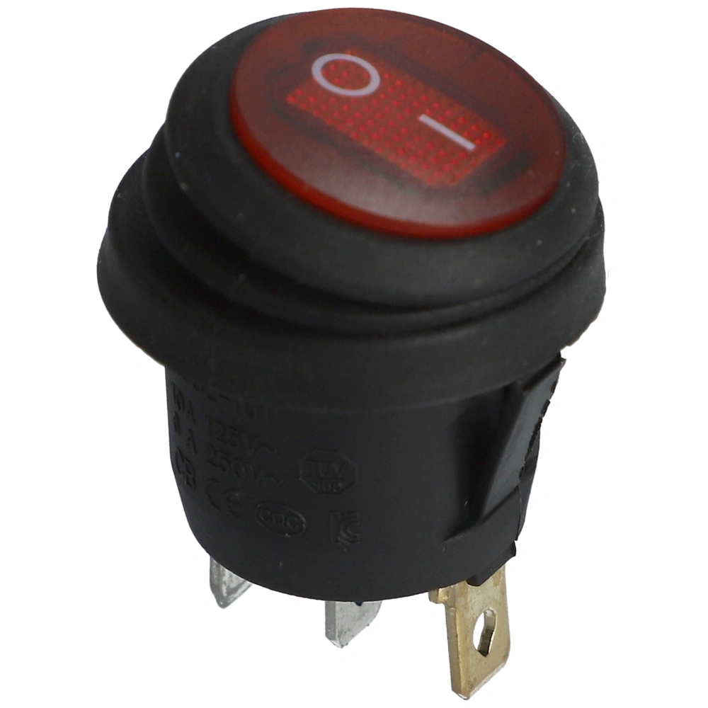 6A/250V AC Billenőkapcsoló ON-OFF, piros, számos, kerek, pormentes (univerzális)