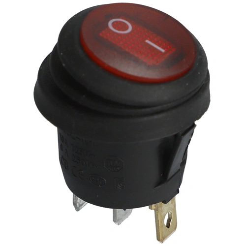 6A/250V AC Billenőkapcsoló ON-OFF, piros, számos, kerek, pormentes (univerzális)