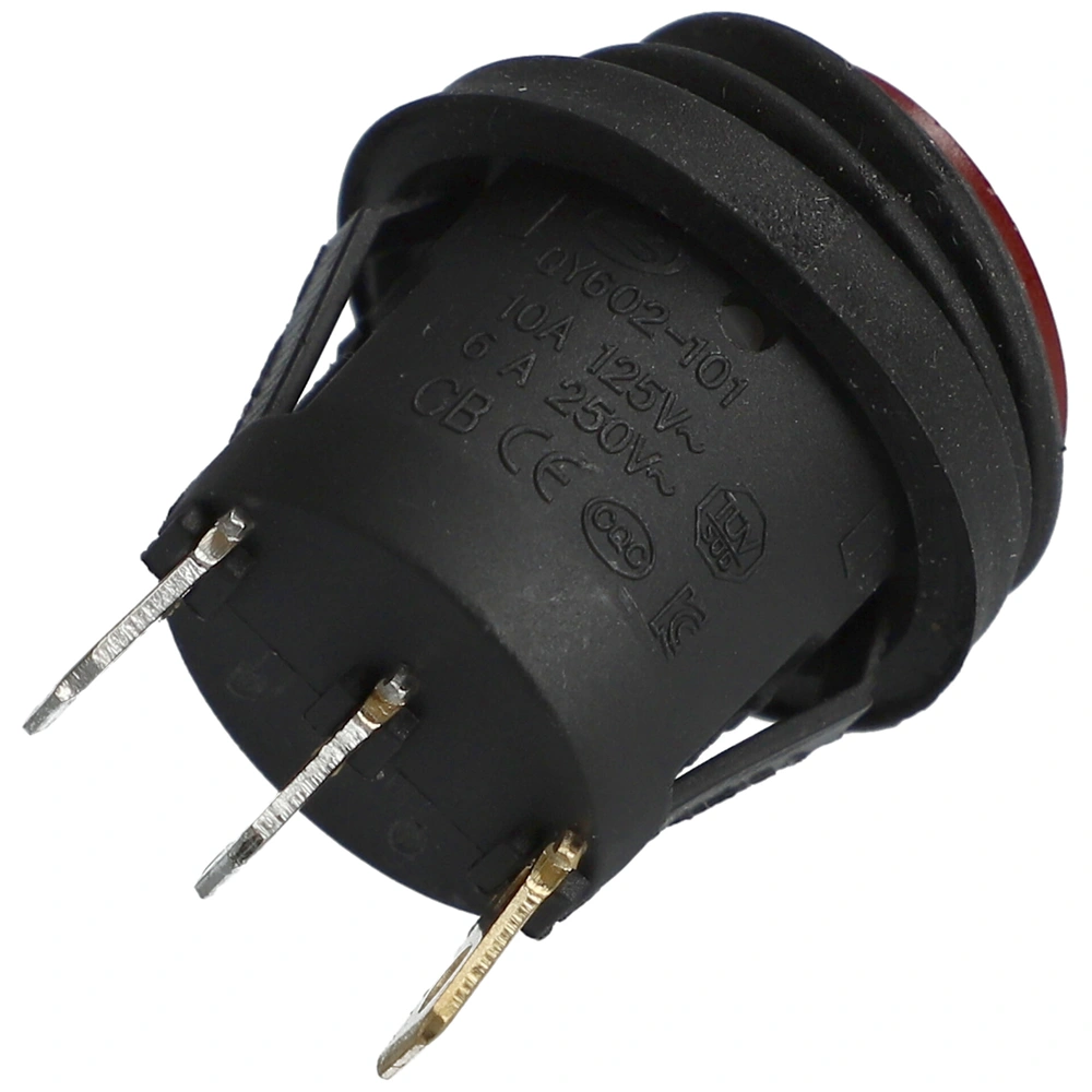 6A/250V AC Billenőkapcsoló ON-OFF, piros, számos, kerek, pormentes (univerzális)