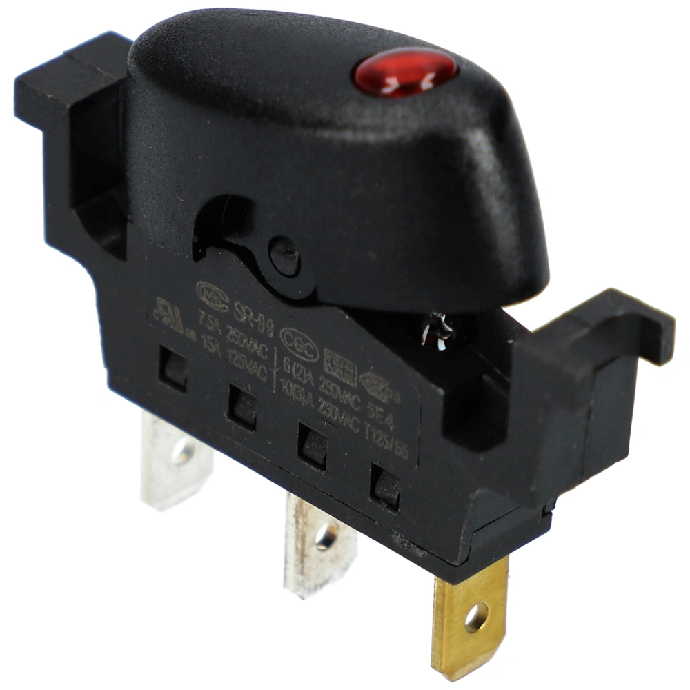 7,5A/250V AC, 33x12 / 26,5x12 mm Billenőkapcsoló, fekete, új fajta SZARVASI SZV624 kávéfőző