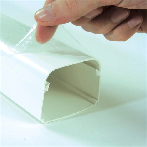 90x65 mm / 2 méter, Dekorcsatorna, fedéllel, fehér, fóliázott (VECAMCO) klíma 8db/csomag