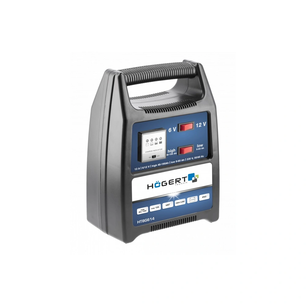 Akkumulátor töltő 6-12V, 12A, HÖGERT HT8G614  / RENDELÉSRE