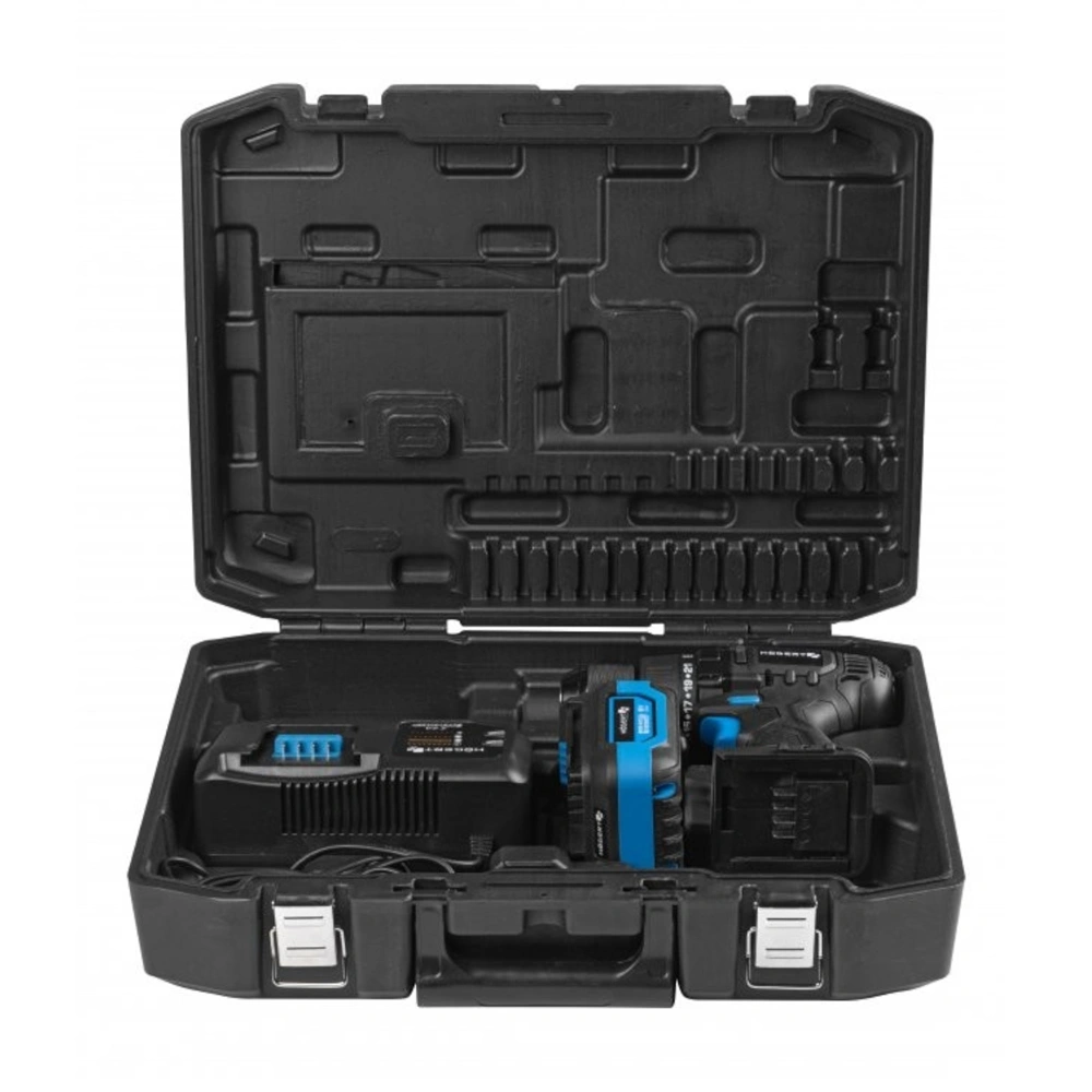 Akkumulátoros fúró-csavarozó szett, 2 Ah akku, 18 V, 50 Nm, koffer, HÖGERT HT2E244-B12DD