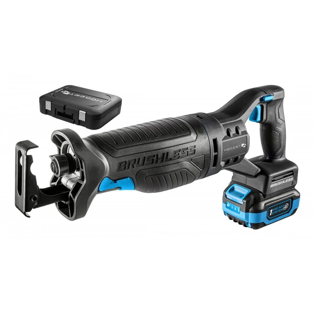 Akkumulátoros orrfűrész szett, szénkefementes motor, 4 Ah akku, 18 V, koffer, HÖGERT HT2E252-B14RS