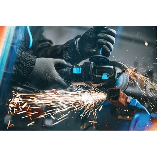 Akkumulátoros sarokcsiszoló géptest (töltő és akku nélkül), szénkefementes, 125 mm, 18V, HÖGERT HT2E231 