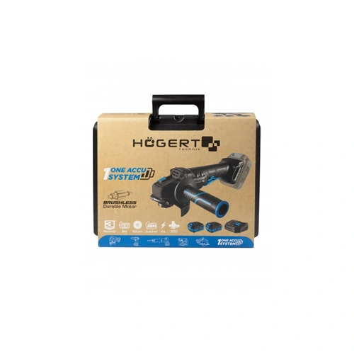 Akkumulátoros sarokcsiszoló lapát kapcsolóval, szénkefementes, 125 mm, 18 V, , HÖGERT HT2E251-B24AG  