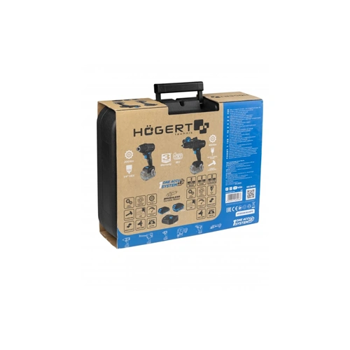 Akkumulátoros ütvefúró-csavarozó és ütvecsavarbehajtó, szénkefementes, 2 Ah + 4Ah akku, 18V, HÖGERT HT2E248  