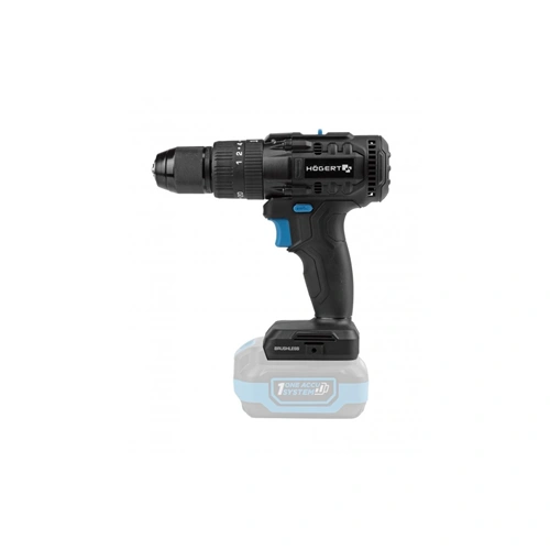 Akkumulátoros ütvefúró-csavarozó géptest, (akku és töltő nélkül),szénkefementes,18V, 80Nm, HÖGERT HT2E223  