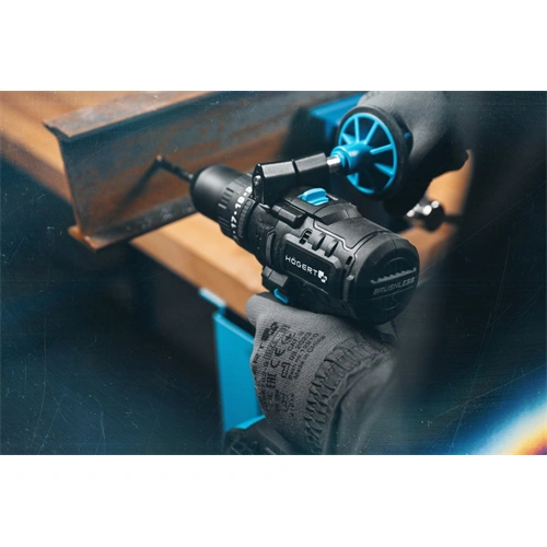 Akkumulátoros ütvefúró-csavarozó géptest,(akku és töltő nélkül),szénkefementes,18V, 100Nm, HÖGERT HT2E224 