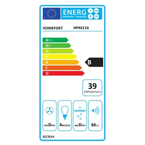 Beépíthető, kihúzható páraelszívó, inox, 408 m3/h  (eredeti) HOMEFORT HPK611X