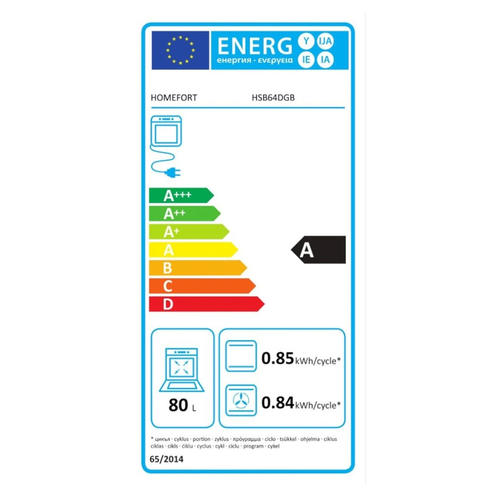 Beépíthető sütő, digitális kijelző, gőztisztító funkció  (eredeti) HOMEFORT HSB64DGB / RENDELÉSRE