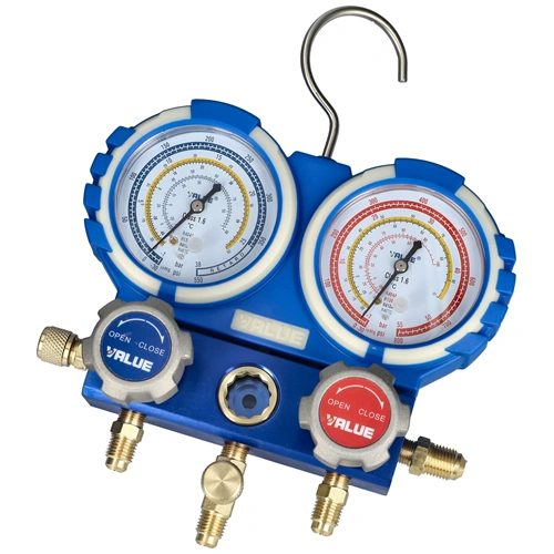 Csaptelep készlet, dupla, kétcsapos VMG-2-R410A-B ( R22, R134a, R407c, R410a hűtőközegekhez) VALUE