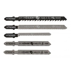 Dekopír fűrészlap, (fém, fa), 5 részes, T-szár, HÖGERT HT6D690