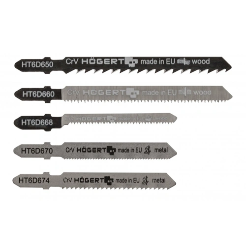 Dekopír fűrészlap, (fém, fa), 5 részes, T-szár, HÖGERT HT6D690
