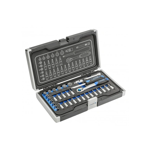 Dugókulcs és bitkészlet 1/4", 34 részes, Élettartam garancia, HÖGERT HT1R464