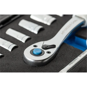 Dugókulcs és bitkészlet 1/4", 53 részes, 72 fogas racsni, fém tartóban, 25 év garancia, HÖGERT HT1R485