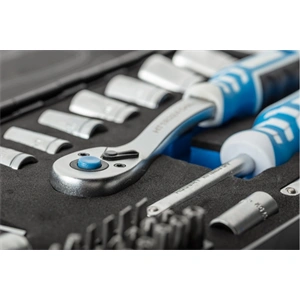 Dugókulcs és bitkészlet 1/4", 53 részes, 72 fogas racsni, fém tartóban, 25 év garancia, HÖGERT HT1R485