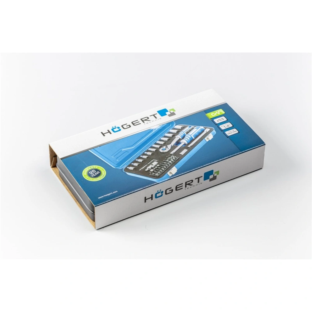 Dugókulcs és bitkészlet 1/4", 53 részes, 72 fogas racsni, fém tartóban, 25 év garancia, HÖGERT HT1R485