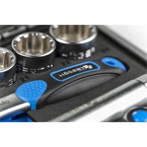 Dugókulcs készlet, átengedős, racsnis, 3/8", 18 részes, Élettartam garancia, HÖGERT HT1R478